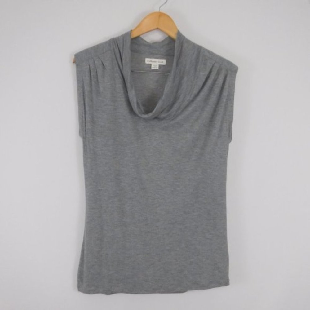 Coldwater Creek Gray Cowl Neck Sleeveless Blouse M